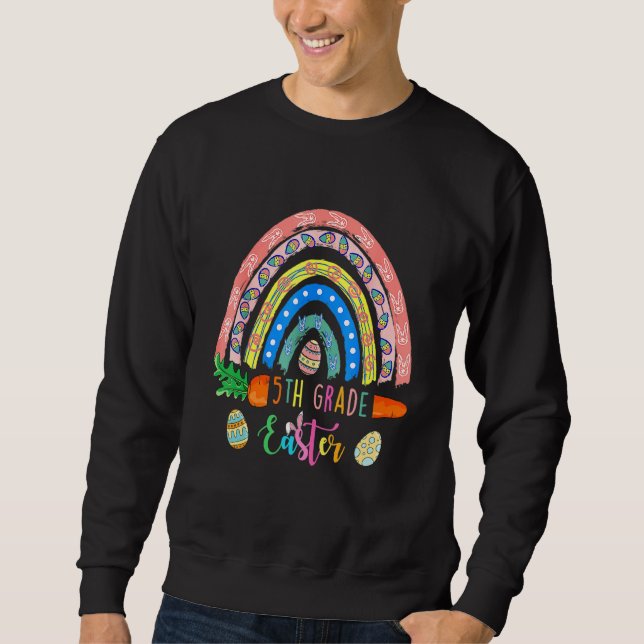 Niedliche 5. Klasse Bunnies Eggs Boho Rainbow Happ Sweatshirt (Vorderseite)