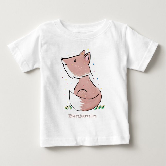 Niedliche Abbildung des Babyfuchs Cartoon Baby T-shirt (Vorderseite)