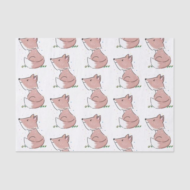 Niedliche Abbildung des Babyfuchs Cartoon Seidenpapier (Vorderseite)