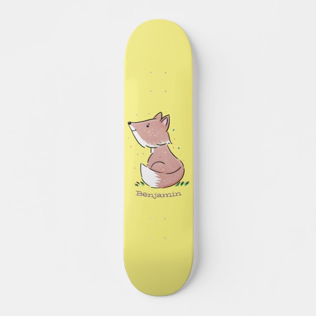 Niedliche Abbildung des Babyfuchs Cartoon Skateboard (Vorne)