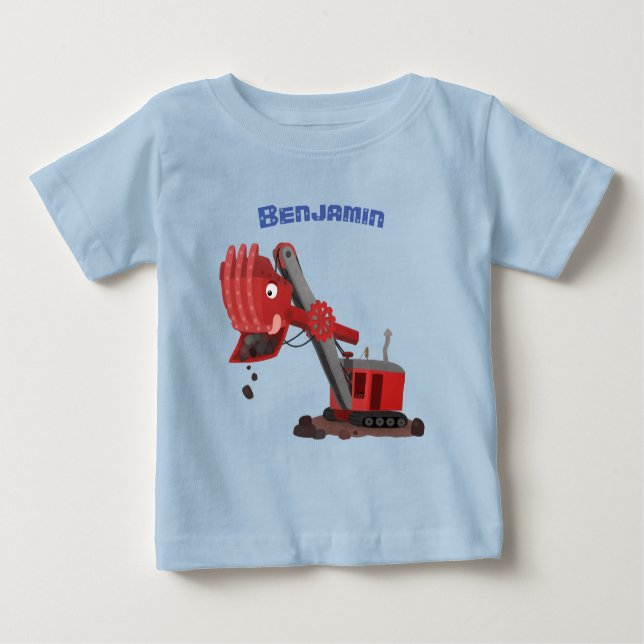 Niedliche Abbildung des Cartoon mit rotem Dampf Baby T-shirt (Vorderseite)