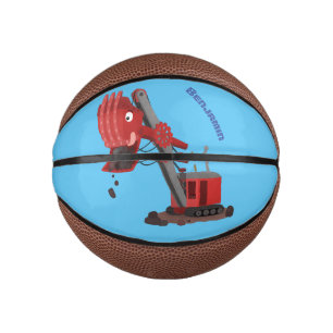 Niedliche Abbildung des Cartoon mit rotem Dampf Mini Basketball