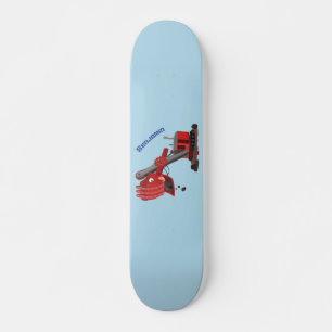 Niedliche Abbildung des Cartoon mit rotem Dampf Skateboard