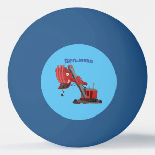 Niedliche Abbildung des Cartoon mit rotem Dampf Tischtennisball