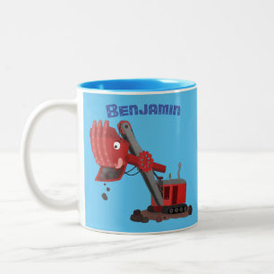 Niedliche Abbildung des Cartoon mit rotem Dampf Zweifarbige Tasse
