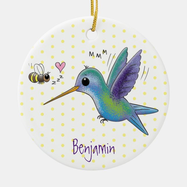 Niedliche Abbildung des Cartoon von Hummingbird Keramik Ornament (Vorne)