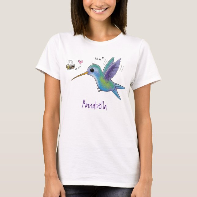 Niedliche Abbildung des Cartoon von Hummingbird T-Shirt (Vorderseite)