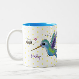Niedliche Abbildung des Cartoon von Hummingbird Zweifarbige Tasse