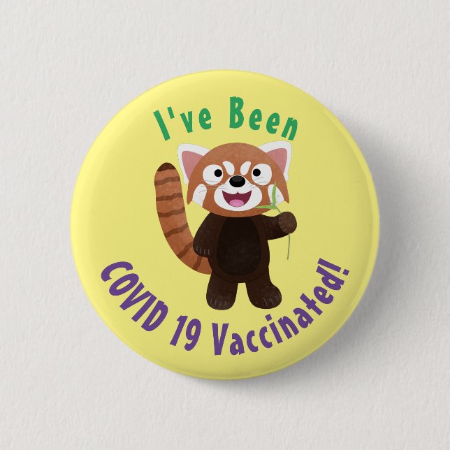Niedliche Abbildung eines roten Panda-Cartoon Button (Vorderseite)