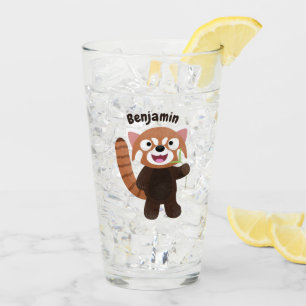 Niedliche Abbildung eines roten Panda-Cartoon Glas