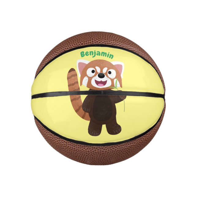 Niedliche Abbildung eines roten Panda-Cartoon Mini Basketball (Vorderseite)
