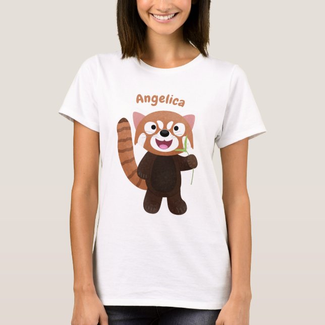 Niedliche Abbildung eines roten Panda-Cartoon T-Shirt (Vorderseite)