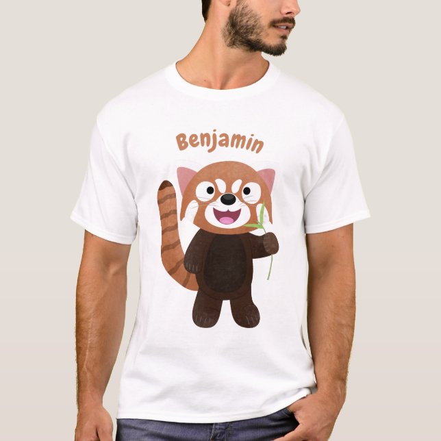 Niedliche Abbildung eines roten Panda-Cartoon T-Shirt (Vorderseite)