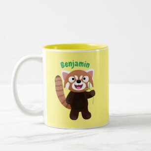 Niedliche Abbildung eines roten Panda-Cartoon Zweifarbige Tasse