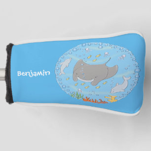 Niedliche Abbildung von Mantarochen und Blasen Car Golf Headcover