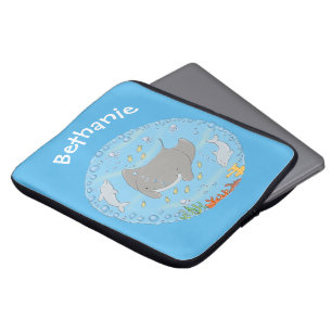 Niedliche Abbildung von Mantarochen und Blasen Car Laptopschutzhülle