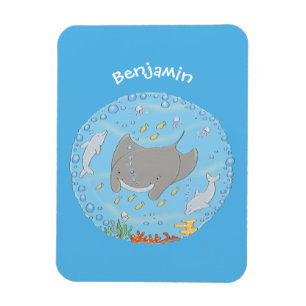 Niedliche Abbildung von Mantarochen und Blasen Car Magnet