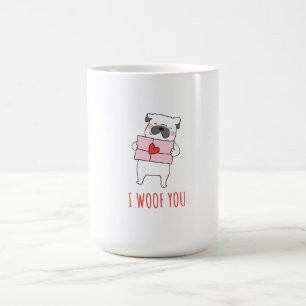 Niedliche Abbildungen, rosa und weiß, Dog Valentin Kaffeetasse