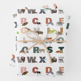 Niedliche ABC-Tiere Geschenkpapier Set