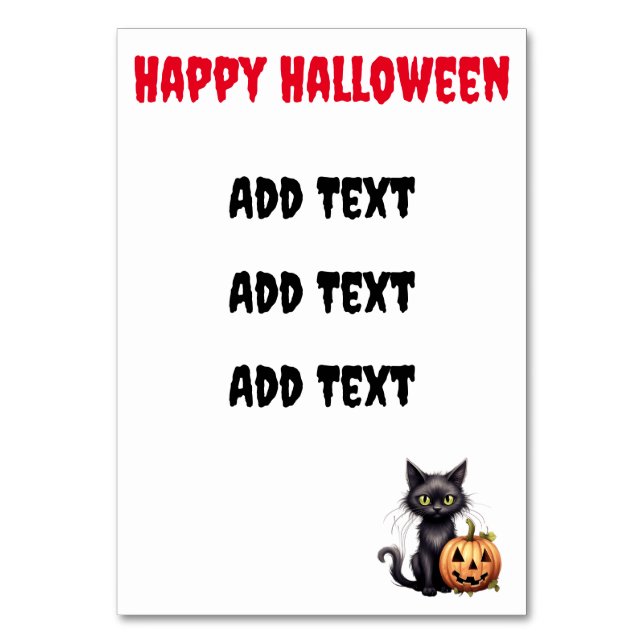 Niedliche, aber Beängstigende Schwarzkatze Tischnummer (Vorderseite)