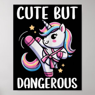 Niedliche, aber gefährliche Unicorn Karate Girl Ta Poster