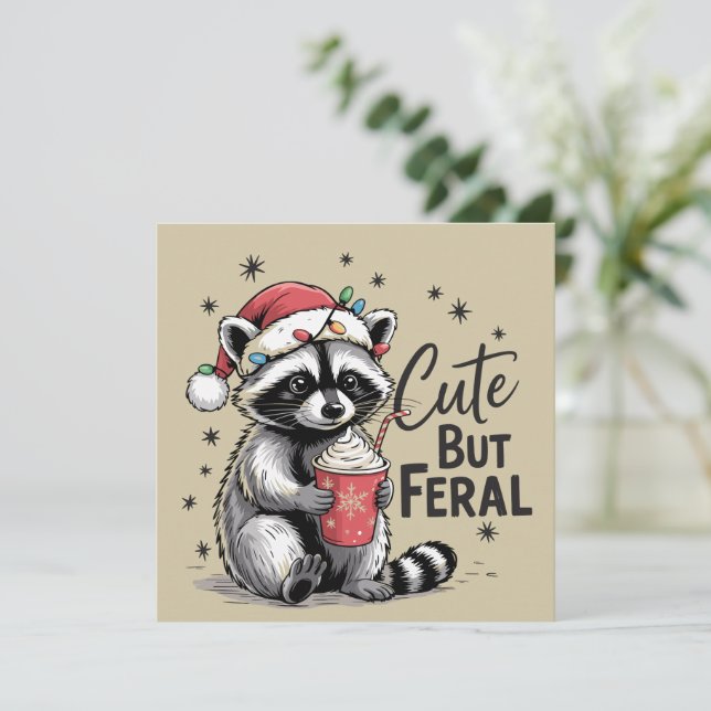 Niedliche aber Wilde Weihnachten Raccoon Süße Tier (Stehend Vorderseite)