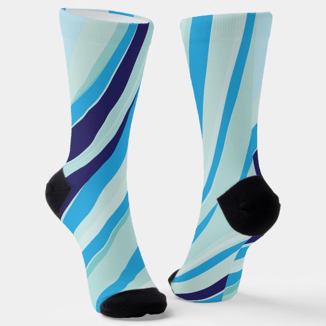 Niedliche Abstrakte blaue Streifen Muster Niedlich Socken (Gewinkelt)