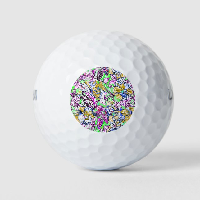 Niedliche abstrakte Blume Gepäckanhänger Golfball (Vorderseite)