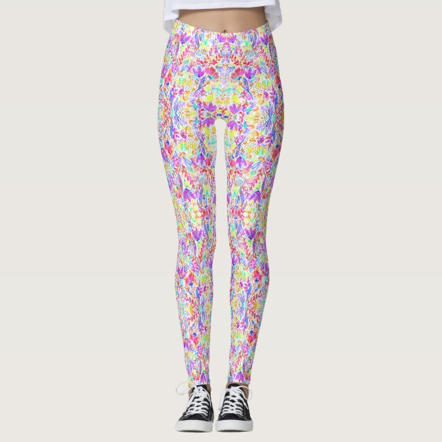 Niedliche abstrakte Blume Muster Leggings (Vorderseite)