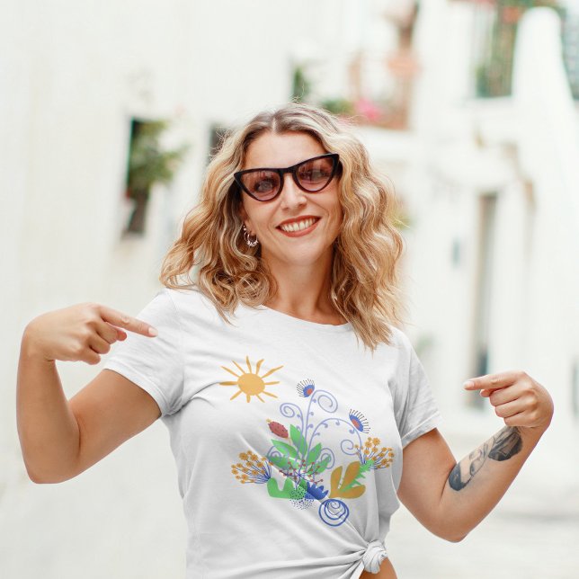 Niedliche Abstrakte Blume und Sonne T-Shirt (Von Creator hochgeladen)
