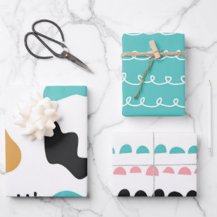 Niedliche Abstrakte Doodstreifen Steine Geschenkpapier Set