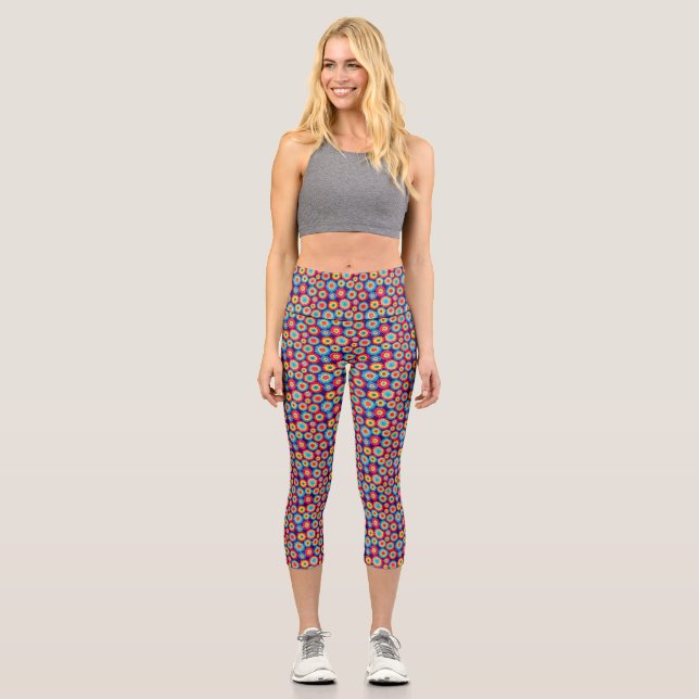 Niedliche abstrakte Gewebemuster - Nummernschild Capri Leggings (Vorderseite)