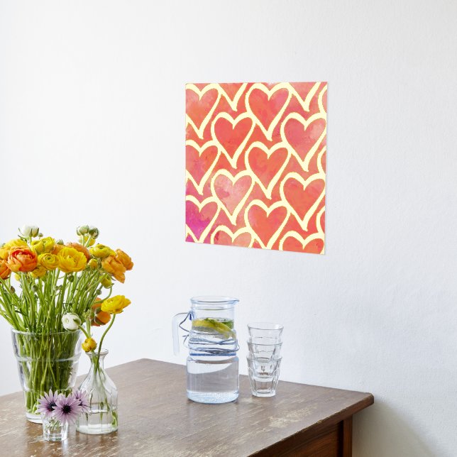 Niedliche Abstrakte Herzen Rosa Foliendrucke (Ablage(Küche))