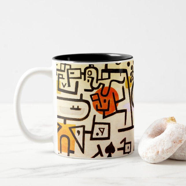 Niedliche abstrakte Kunstdruckspass-Tasse Zweifarbige Tasse (Mit Donut)