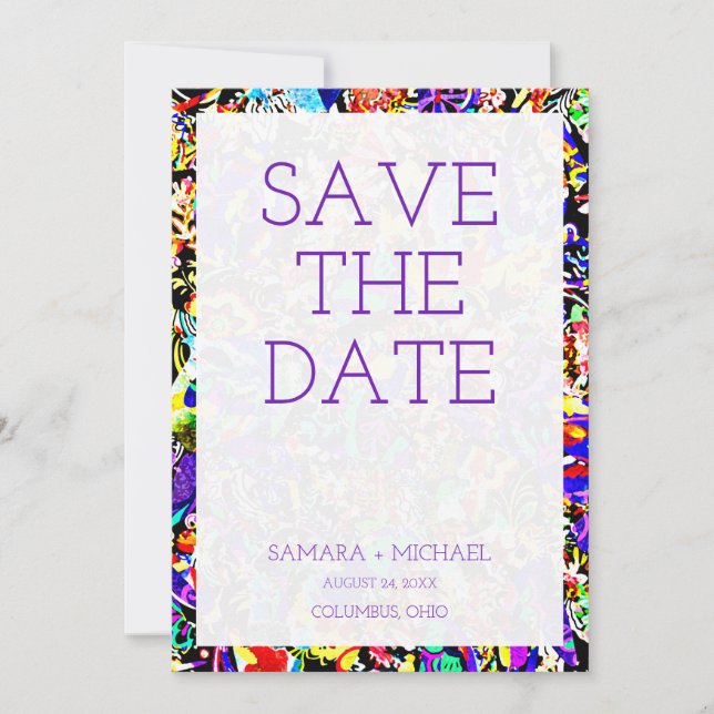 Niedliche abstrakte Malerei Save the Date (Vorderseite)