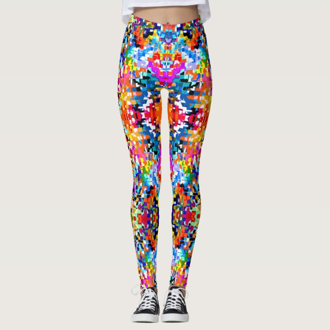 Niedliche abstrakte Quadrate Leggings (Vorderseite)