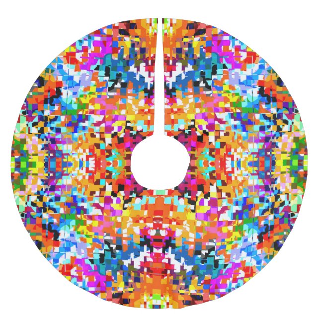 Niedliche abstrakte Quadrate Notebook-Notebook-Not Polyester Weihnachtsbaumdecke (Vorderseite)