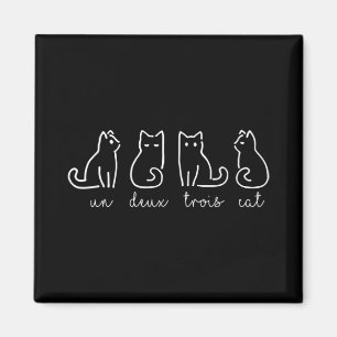 Niedliche Abstrakte Un Deux Trois Cat Französisch  Magnet