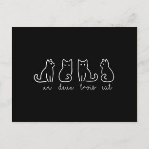Niedliche Abstrakte Un Deux Trois Cat Französisch  Postkarte