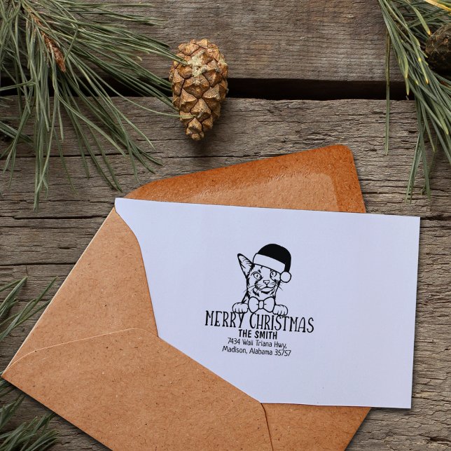 Niedliche abyssinian Cat Rücksendeadresse Weihnach Gummistempel (Von Creator hochgeladen)