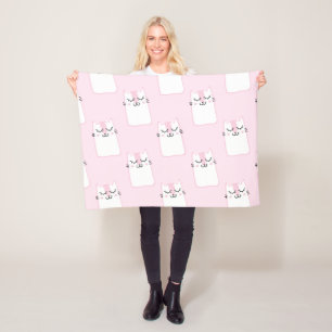 Niedliche Adorable Pink White Cats Kittens Muster Fleecedecke