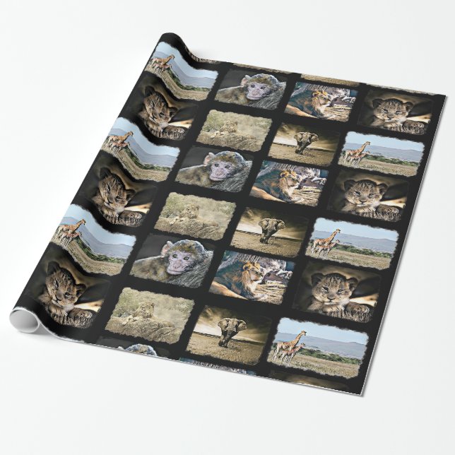 Niedliche Affe-, Löwe-und Geschenkpapier (Ungerollt)