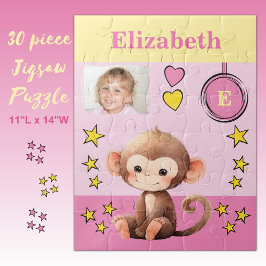 Niedliche Affen Foto Name Rosa Gelbe Kinder Puzzle