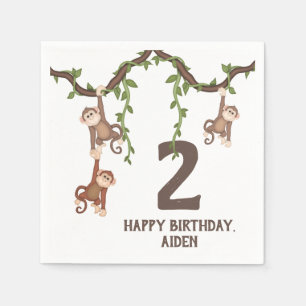 Niedliche Affen Kid's 2. Geburtstag Napkins Serviette