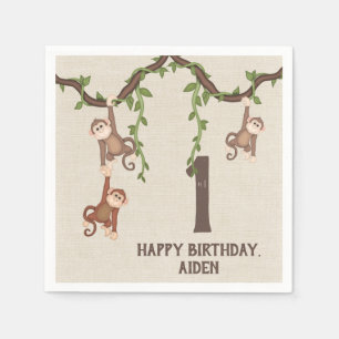 Niedliche Affen Kind zum ersten Geburtstag Serviette