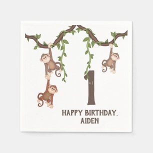 Niedliche Affen Kind zum ersten Geburtstag Serviette