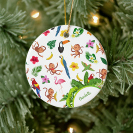 Niedliche Affen und Bananen Jungle Muster Weihnach Keramik Ornament