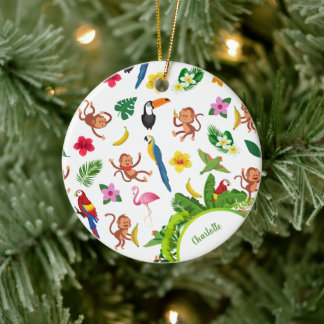 Niedliche Affen und Bananen Jungle Muster Weihnach Keramik Ornament
