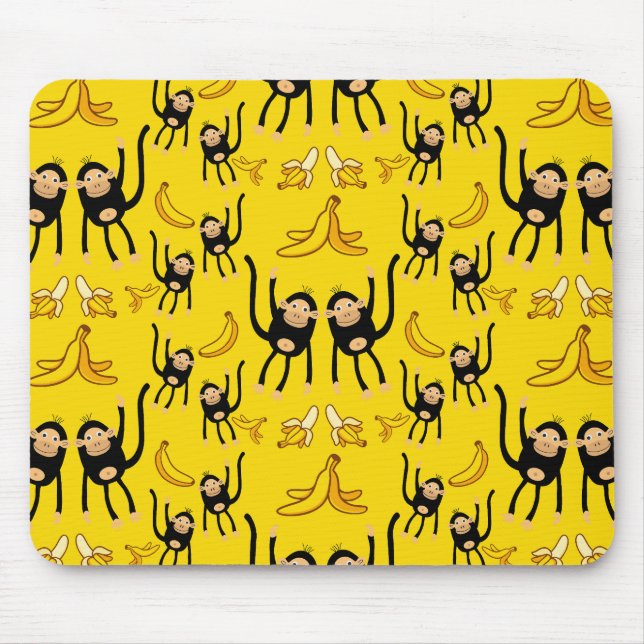 Niedliche Affen- und Bananenwerbung Mousepad (Vorne)