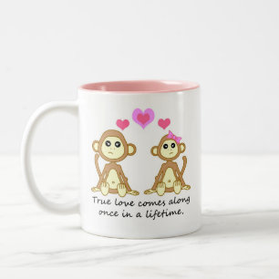 Niedliche Affen - wahre Liebe kommt entlang einmal Zweifarbige Tasse